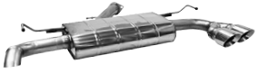 Endschalldämpfer mit Doppel-Endrohr 2x Ø 90 mm, (im RACE Look), 30° schräg geschnitten (nicht für Fastback) ohne Abgasklappe